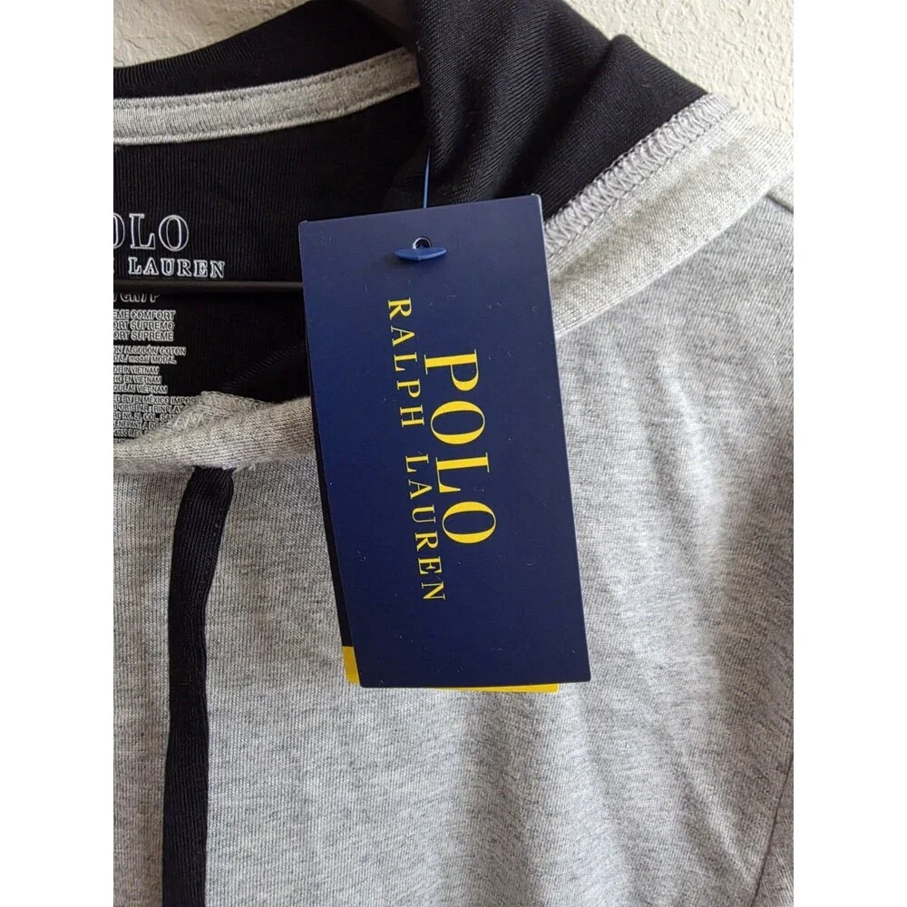 Polo Ralph‎ Lauren Mens Hoodie Medium Gray Supreme Comfort Pullover Pony Lounge
